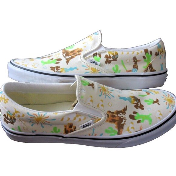 Vans Men\'s Classic Slip On Get Outdoors Marshmallow White Canvas Shoes Sizes NIB